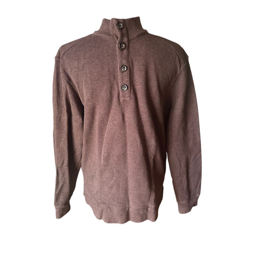 Cremieux Classic Brown Knit Sweater w/ Suede Elbow Patches Size S